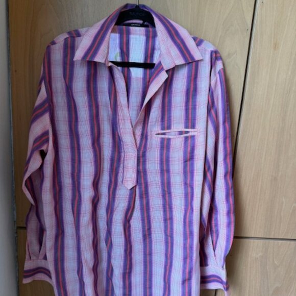 Pre-Loved Smythe Pink, Purple & Grey Striped Tunic Shirt - Size Large - Picture 7 of 8